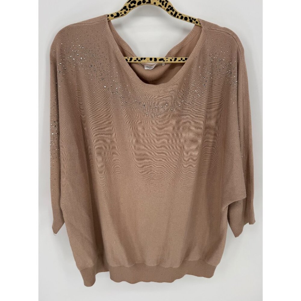 89th + Madison Womens Batwing Sleeve Sweater With Rhinestone Embellishments